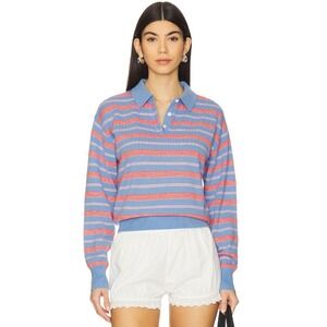 Guest in Residence Collegiate Stripe Polo Cashmere Sweater SMALL NWT